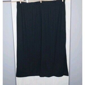 Maggie Barnes Midi Skirt 3X Black Stretch Side Slit Elastic Waist Corporate Goth